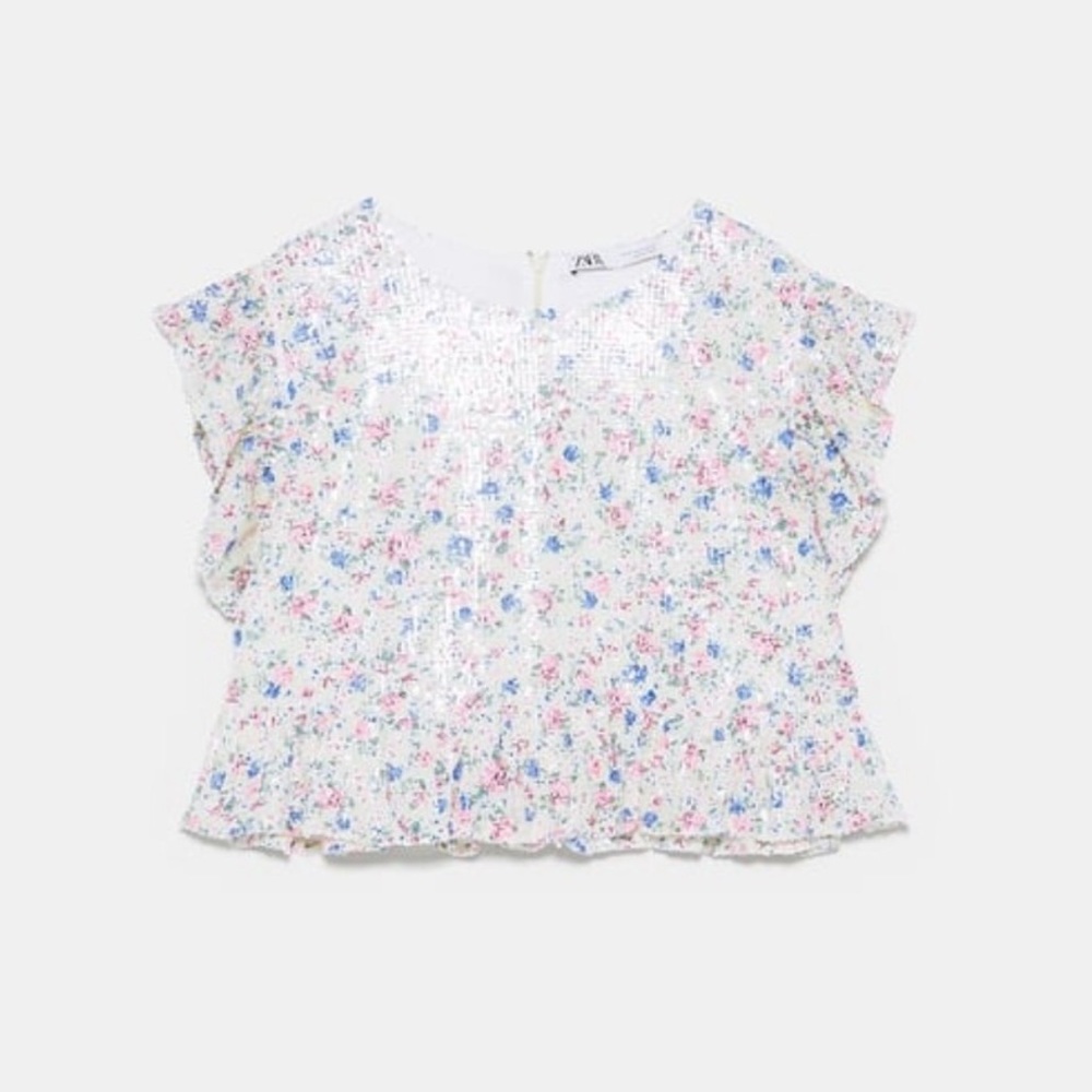 Zara floral sequin top